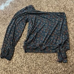 Willow root one sleeve floral blouse